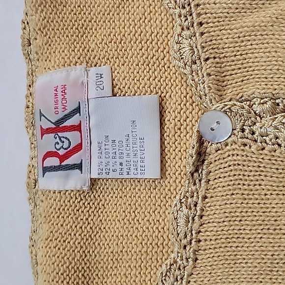 Vintage R&K Originals short-sleeve knit cardigan Size 20W Cottagecore - Picture 4 of 11